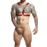 MOB Eroticwear Harnais Cross Chain Dngeon Noir-Rouge